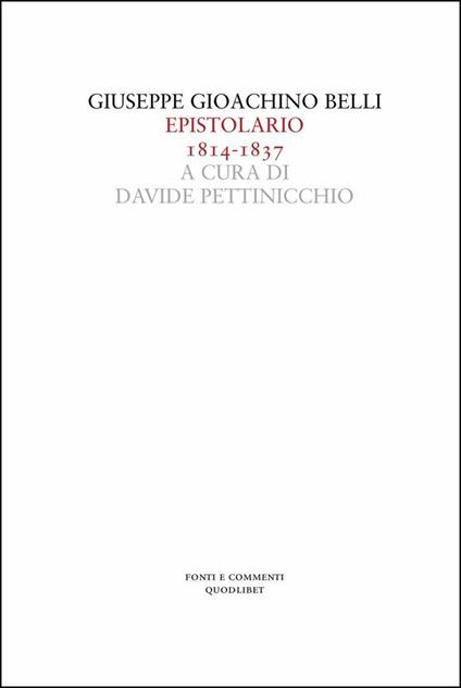 Epistolario (1814-1837) - Giuseppe Gioachino Belli - copertina