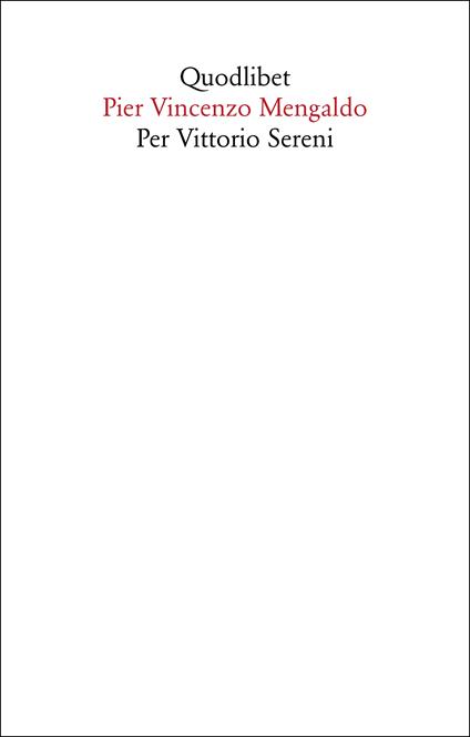 Per Vittorio Sereni - Pier Vincenzo Mengalgo - copertina