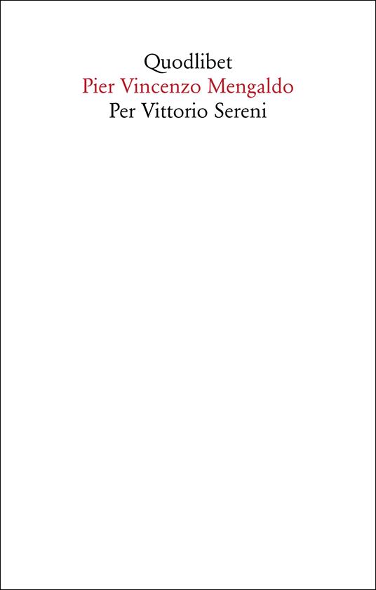 Per Vittorio Sereni - Pier Vincenzo Mengalgo - copertina