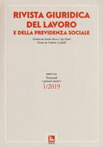 Rivista giuridica del lavoro e della previdenza sociale (2019). Vol. 1: Gennaio-marzo