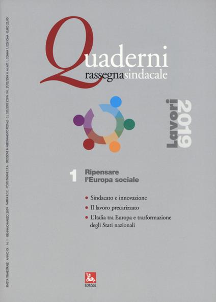 Quaderni rassegna sindacale (2019). Vol. 1: Ripensare l'Europa sociale. - copertina