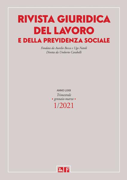 Rivista giuridica del lavoro e della previdenza sociale (2021). Vol. 1: Gennaio-marzo - copertina