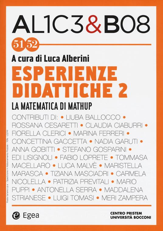 Alice & Bob. Vol. 51-52: Esperienze didattiche 2. La matematica di Mathup - copertina