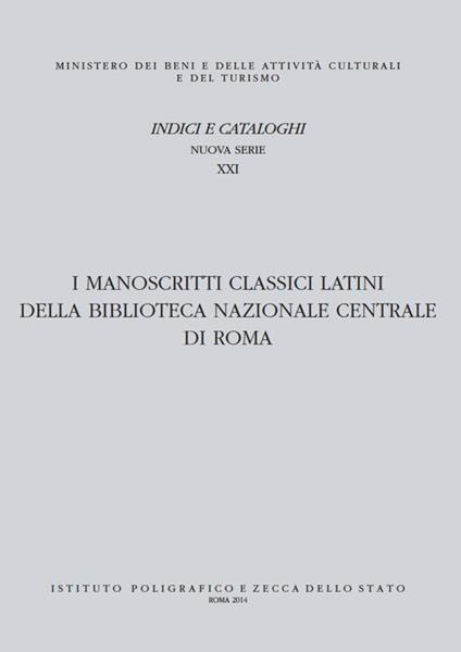 Catalogo dei manoscritti classici latini della Biblioteca Nazionale Centrale di Roma - copertina