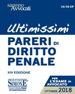 Ultimissimi pareri di diritto penale. Per l'esame di avvocato