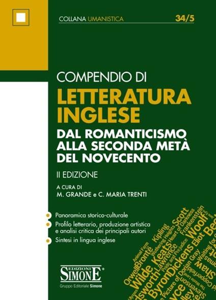 Compendio di letteratura inglese. Dal Romanticismo alla seconda metà del Novecento - copertina