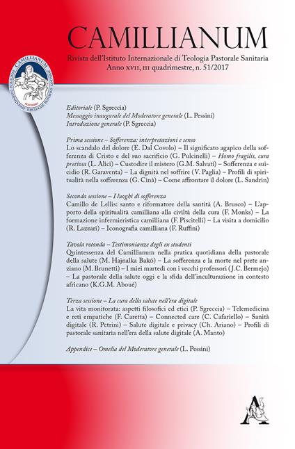 Camillianum. Rivista dell'Istituto internazionale di Teologia Pastorale Sanitaria (2017). Vol. 51 - copertina