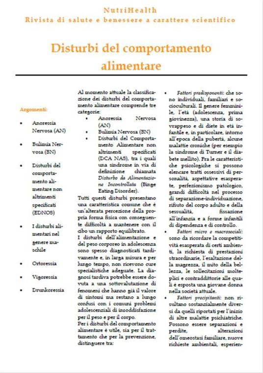 NutriHealth. Disturbi del comportamento alimentare. Numero speciale Marzo 2018 - Roberta Graziano - ebook