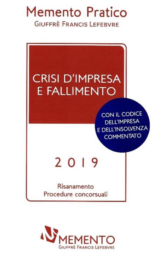 Memento pratico. Crisi d'impresa e fallimento 2019 - copertina