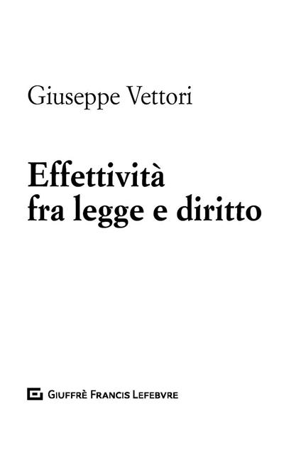 Effettività fra legge e diritto - Giuseppe Vettori - copertina