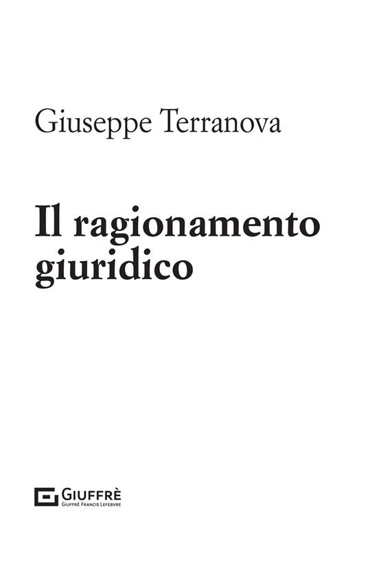 Il ragionamento giuridico - Giuseppe Terranova - copertina