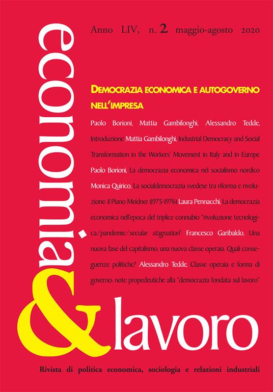 Economia & lavoro (2020). Vol. 2 - copertina