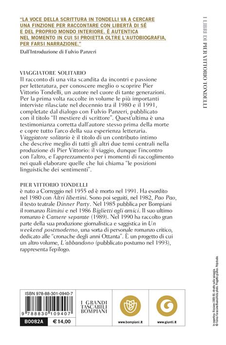 Viaggiatore solitario. Interviste e conversazioni 1980-1991 - Pier Vittorio Tondelli - 2