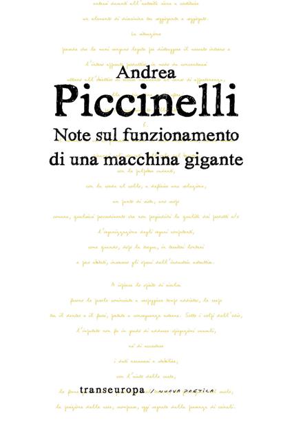 Note sul funzionamento di una macchina gigante - Andrea Piccinelli - copertina