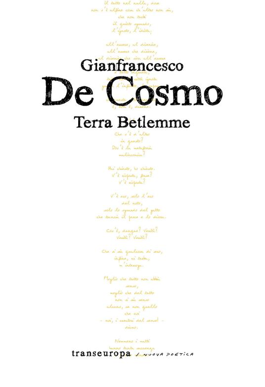 Terra Betlemme - Gianfrancesco De Cosmo - copertina