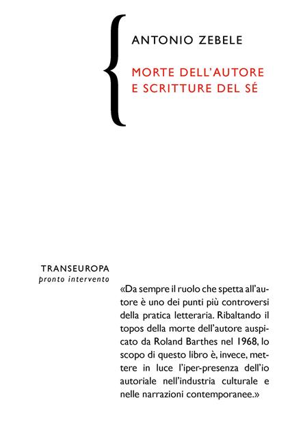 Morte dell'autore e scritture del sé - Antonio Zebele - copertina