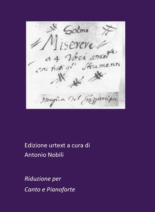 Miserere. Riduzione per canto e pianoforte - Antonio Nobili - copertina