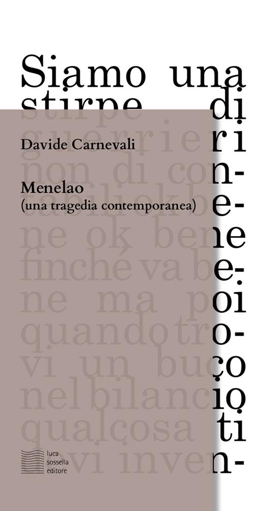 Menelao (una tragedia contemporanea) - Davide Carnevali - copertina