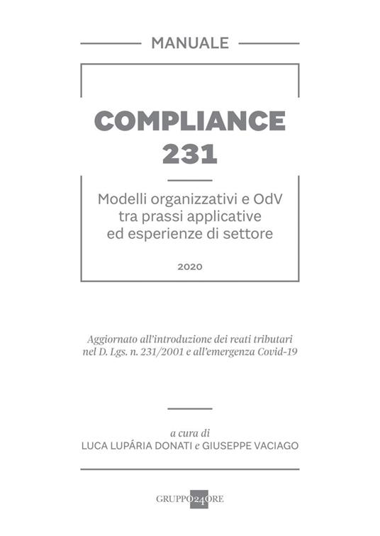 Compliance 231. Modelli organizzativi e OdV tra prassi applicative ed esperienze di settore - copertina