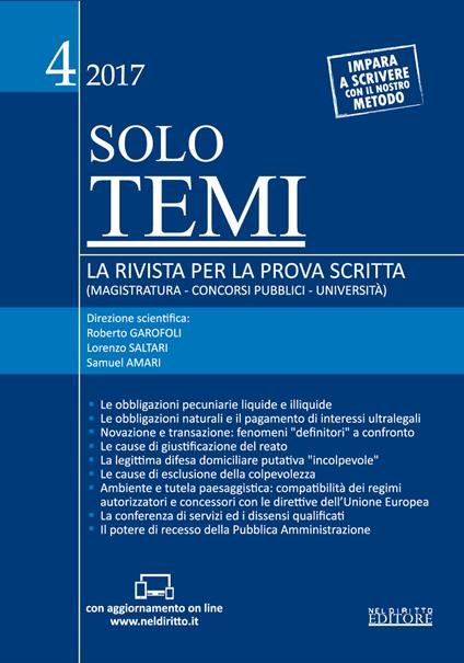 Solo temi. La rivista per la prova scritta (magistratura-concorsi pubblici-università) (2017). Con aggiornamento online. Vol. 4 - copertina