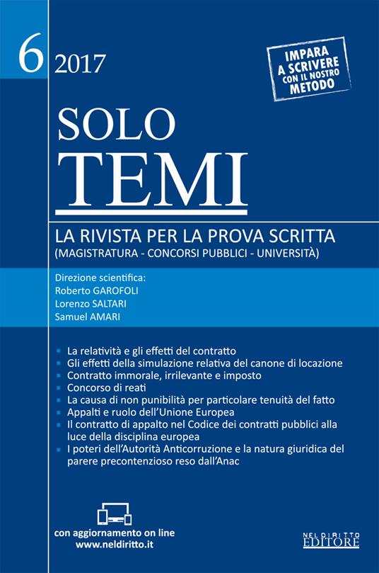 Solo temi. La rivista per la prova scritta (magistratura-concorsi pubblici-università) (2017). Con Contenuto digitale per accesso on line. Vol. 6 - copertina