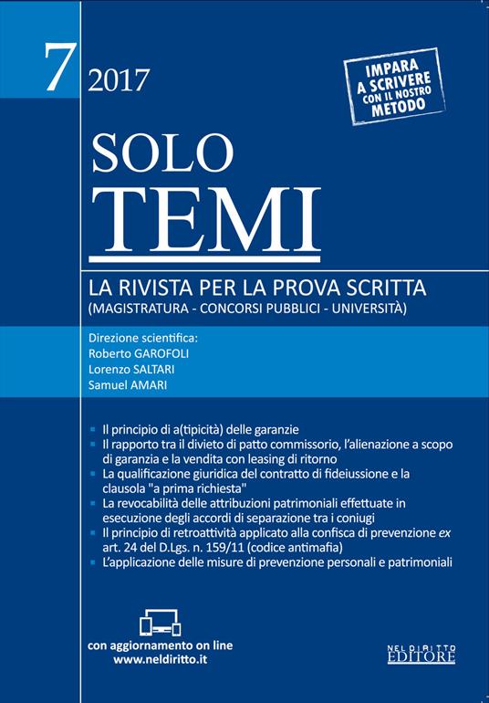 Solo temi. La rivista per la prova scritta (magistratura-concorsi pubblici-università) (2017). Con Contenuto digitale (fornito elettronicamente). Vol. 7 - copertina