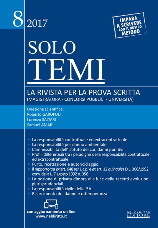 Solo temi. La rivista per la prova scritta (magistratura-concorsi pubblici-università)  (2017). Con aggiornamento online. Vol. 8: Settembre. - copertina