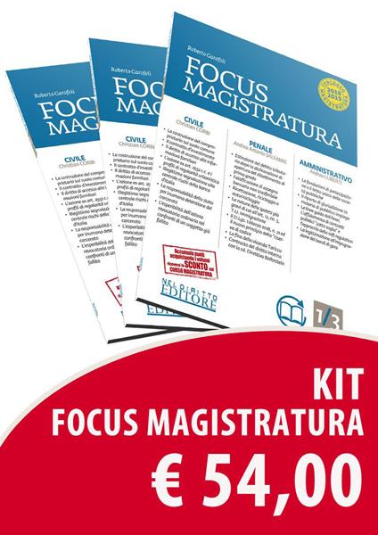 Concorso magistratura 2019. Kit Focus magistratura: Civile, penale, amministrativo (2019). Vol. 1-2-3 - Roberto Garofoli - copertina