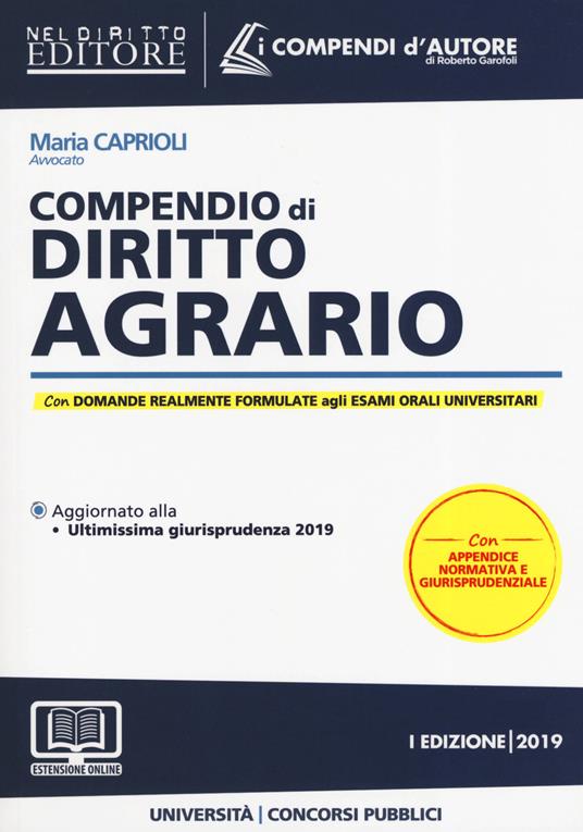 Compendio di diritto agrario. Con espansione online - Maria Caprioli - copertina