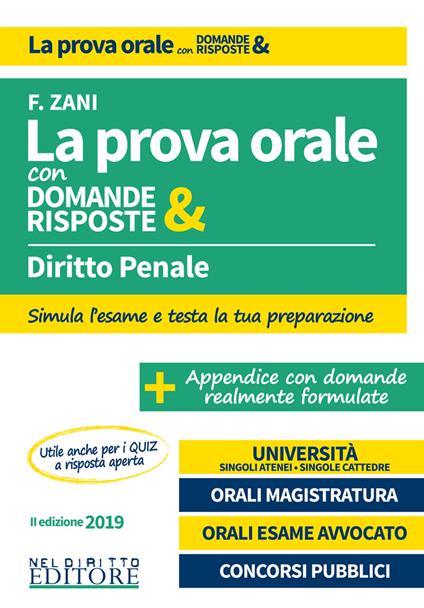 Diritto penale. La prova orale con domande & risposte - Francesca Zani - copertina