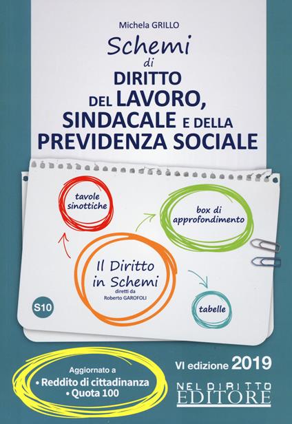 Schemi di diritto del lavoro, sindacale e della previdenza sociale - Michela Grillo - copertina