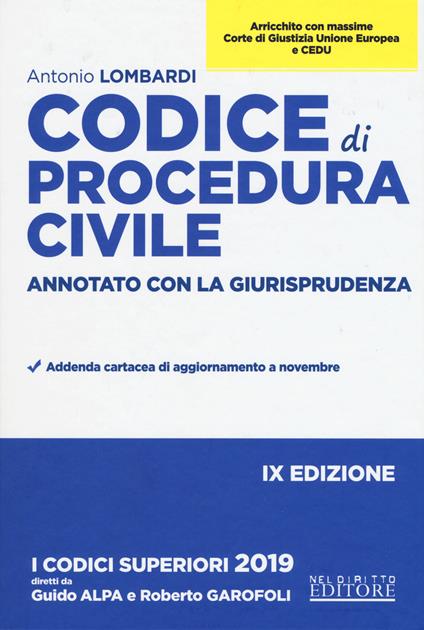 Codice di procedura civile. Annotato con la giurisprudenza - Antonio Lombardi - copertina