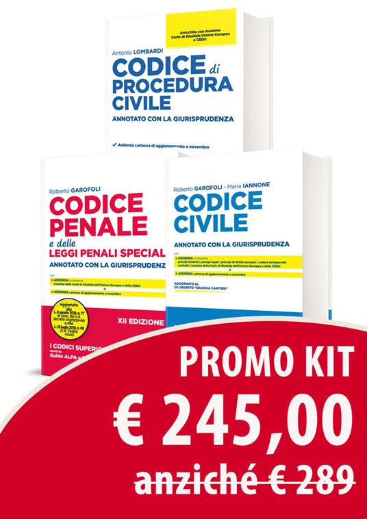 Codice civile. Annotato con la giurisprudenza-Codice penale e delle leggi penali speciali. Annotato con la giurisprudenza-Codice di procedura civile. Annotato con la giurisprudenza - Roberto Garofoli,Maria Iannone,Antonio Lombardi - copertina