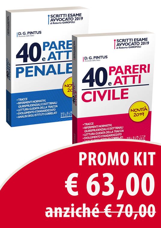 Kit: 40 pareri e atti. Civile-40 pareri e atti. Penale - Davide Giovanni Pintus - copertina