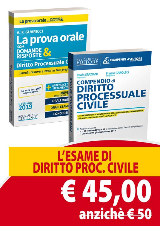 Compendio di diritto processuale civile-Diritto processuale civile. La prova orale con domande & risposte - Paolo Spaziani,Franco Caroleo,Anna Francesca Guaricci - copertina