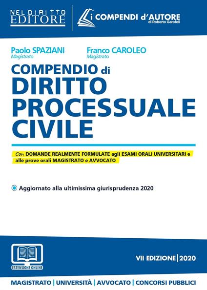 Compendio di diritto processuale civile - Paolo Spaziani,Franco Caroleo - copertina