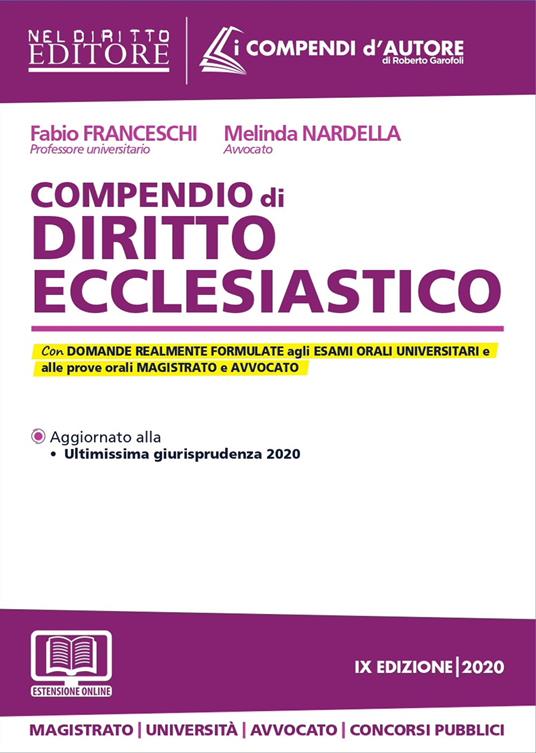 Compendio di diritto ecclesiastico - Fabio Franceschi,Melinda Nardella - copertina