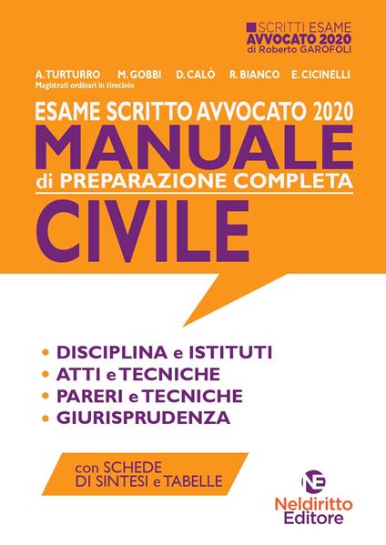 Esame scritto avvocato 2020. Manuale di preparazione completa civile - copertina