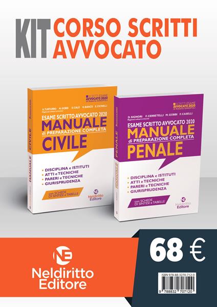 Corso scritti avvocato 2020. Kit: Manuale di preparazione completa. Penale-Manuale di preparazione completa. Civile - copertina