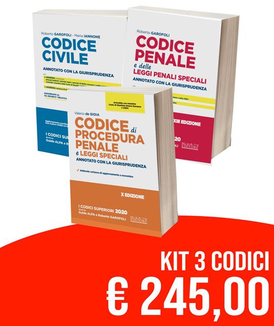 Kit Codici Esame Avvocato 2020: Codice civile-Codice penale annotati con la giurisprudenza-Codice di procedura penale e leggi speciali. Annotato con la giurisprudenza - Valerio De Gioia,Roberto Garofoli,Maria Iannone - copertina