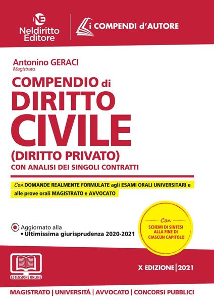 Compendio di diritto civile (Diritto privato). Con analisi dei singoli contratti. Nuova ediz. - Antonio Geraci - copertina