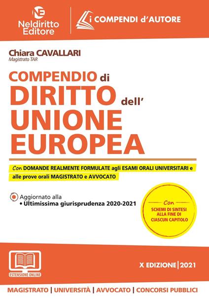 Compendio di diritto dell'Unione Europea - Chiara Cavallari - copertina