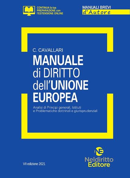 Manuale di diritto dell'Unione Europea. Analisi di principi generali, Istituti e problematiche dottrinali e giurisprudenziali - Chiara Cavallari - copertina