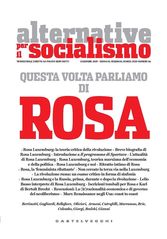 Alternative per il socialismo (2019). Vol. 56: Questa volta parliamo di Rosa - copertina