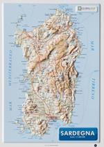 Sardegna 1:1.000.000 (carta in rilievo da banco con cornice cm 31,2x22,55)