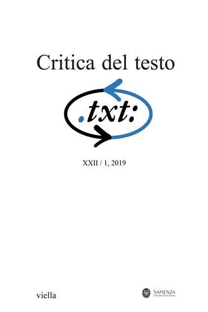 Critica del testo (2019). Vol. 22\1 - copertina