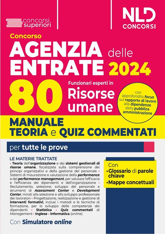 Concorso Agenzia delle Entrate 2024. 80 funzionari delle Risorse umane. Manuale + test di verifica per la prova scritta. Con software di simulazione - copertina