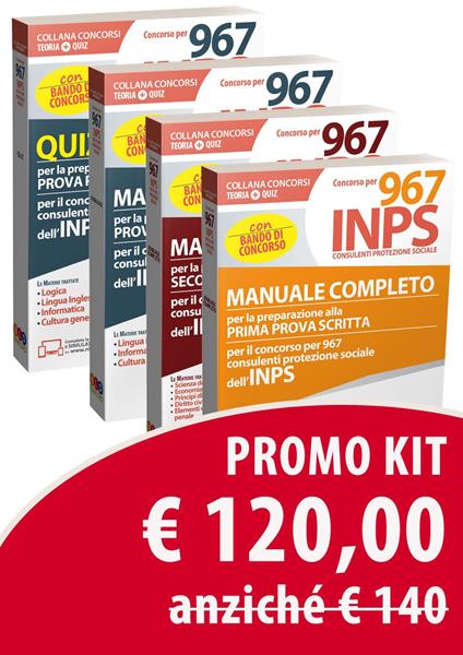 Kit Concorso per 967 consulenti protezione sociale INPS. Manuale prova preselettiva-Manuali prima e seconda prova scritta-Quiz - copertina