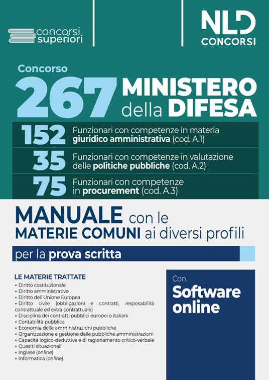 267 posti CONCORSO PUBBLICO MINISTERO DELLA DIFESA 2024, come