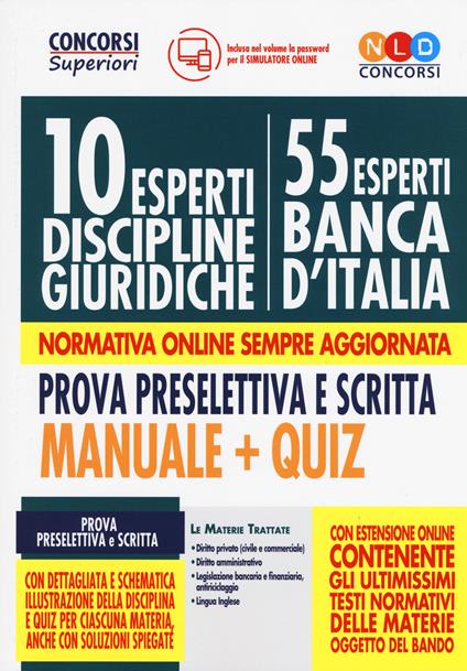 10 esperti nelle discipline giuridiche (55 esperti Banca d'Italia). Prova preselettiva e scritta. Manuale e Quiz. Con espansione online - copertina